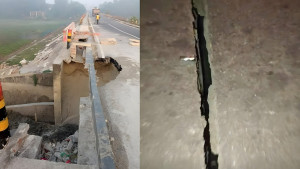 চাঁদপুরের সেতুতে ফাটল, ঝুঁকি নিয়ে পারাপার