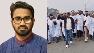 রাশেদকে অবাঞ্চিত ঘোষণা, কাফনের কাপড় পরে বিএনপির বিক্ষোভ