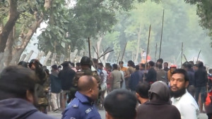 নীলফামারীতে আনসার ক্যাম্পে ভাঙচুর