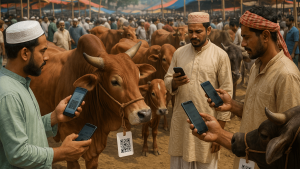 হাটে গরু, হাতে মোবাইল কোরবানির বাজারে এবার 'ডিজিটাল দরদাম'!