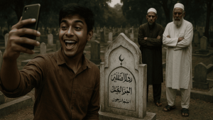 কবরে গিয়ে সেলফি!  ইসলামপন্থীরা ক্ষুব্ধ
