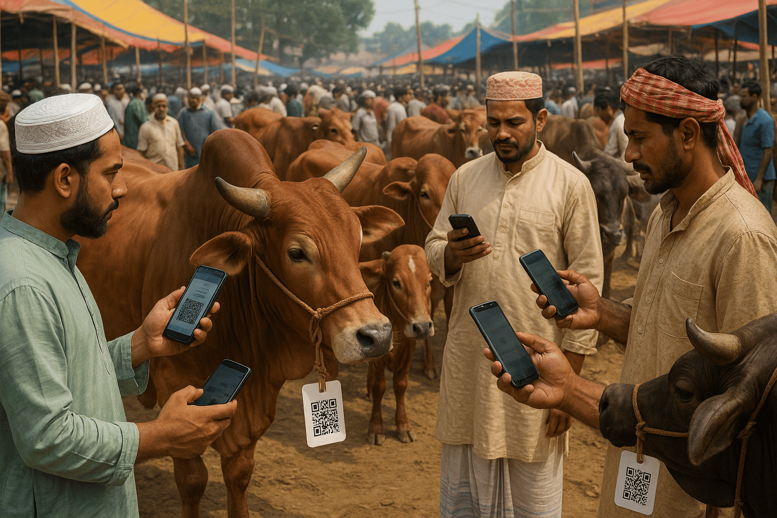 হাটে গরু, হাতে মোবাইল কোরবানির বাজারে এবার 'ডিজিটাল দরদাম'!