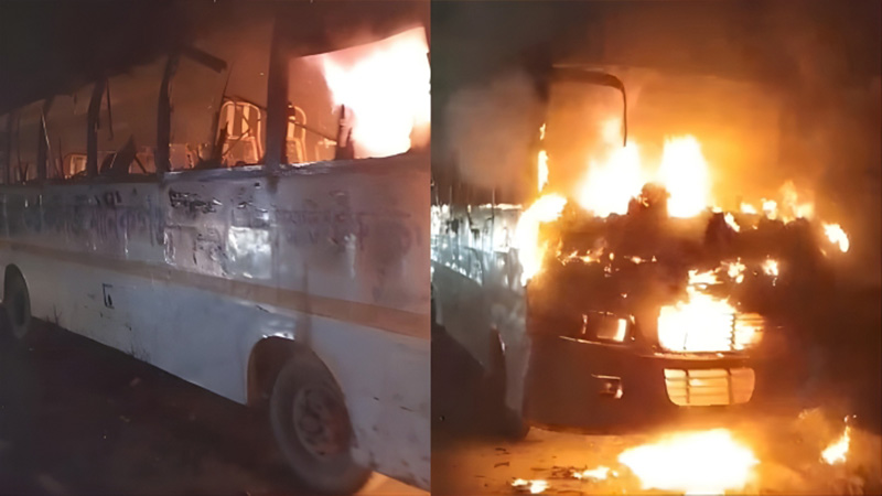 ফের স্কুলবাসে আগুন, গুরুতর দগ্ধ চালক