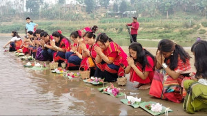 ফুল উৎসর্গের মধ্য দিয়ে বিঝু উৎসবের শুরু