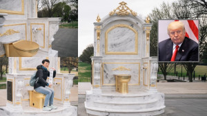 হোয়াইট হাউসের পাশে ট্রাম্পের নামে সোনালি টয়লেট