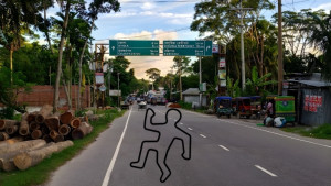 সড়কে শ্যালক-দুলাভাই নিহত, বাসে আগুন