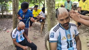 ব্রাজিলের জয় মানতে না পেরে মাথা ন্যাড়া করলেন আর্জেন্টিনা সমর্থক
