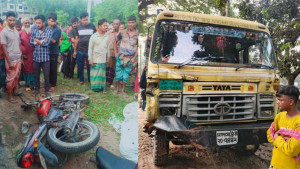 ট্রাক-মোটরসাইকেল সংঘর্ষে প্রাণ গেল ২ জনের
